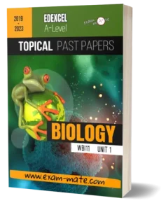 Cover of the "Topical Past Papers: Edexcel A-level IAL Biology" book, featuring exam-style questions organized by topic
