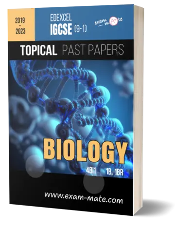 Cover of the "Topical Past Papers: Edexcel IGCSE (9-1) Biology" book, featuring exam-style questions organized by topic