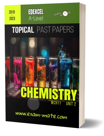Cover of the "Topical Past Papers: Edexcel A-level IAL Chemistry" book, featuring exam-style questions organized by topic.