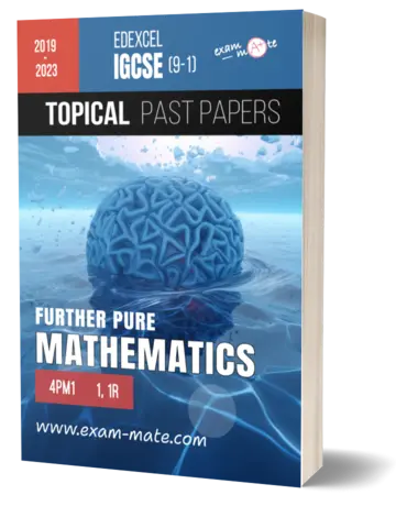 Cover of the "Topical Past Papers: Edexcel IGCSE Further Pure Mathematics (9-1)" book, featuring exam-style questions organized by topic.