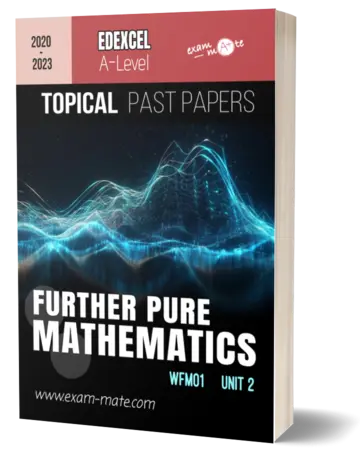 Cover of the "Topical Past Papers: Edexcel A-Level IAL Further Pure Mathematics" book, featuring exam-style questions organized by topic.
