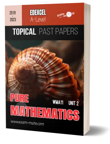 Cover of the "Topical Past Papers: Edexcel A-Level IAL Pure Mathematics" book, featuring exam-style questions organized by topic.
